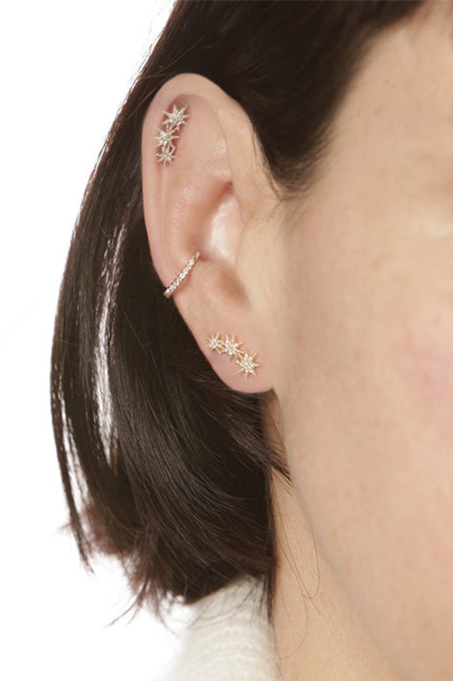 Gabriela Artigas | Triple Star Earrings With Pave Diamonds (Pair)