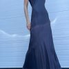 Organic by John Patrick | Floor-Length Bias Ankle Slip In Navy