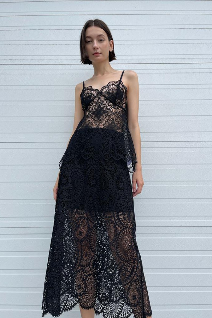 Beaufille | Dion Lace Midi Skirt In Black