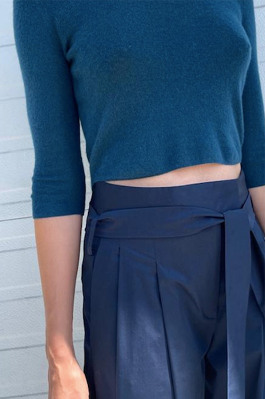 Dusan | Wide Leg Pant With Belt In Navy