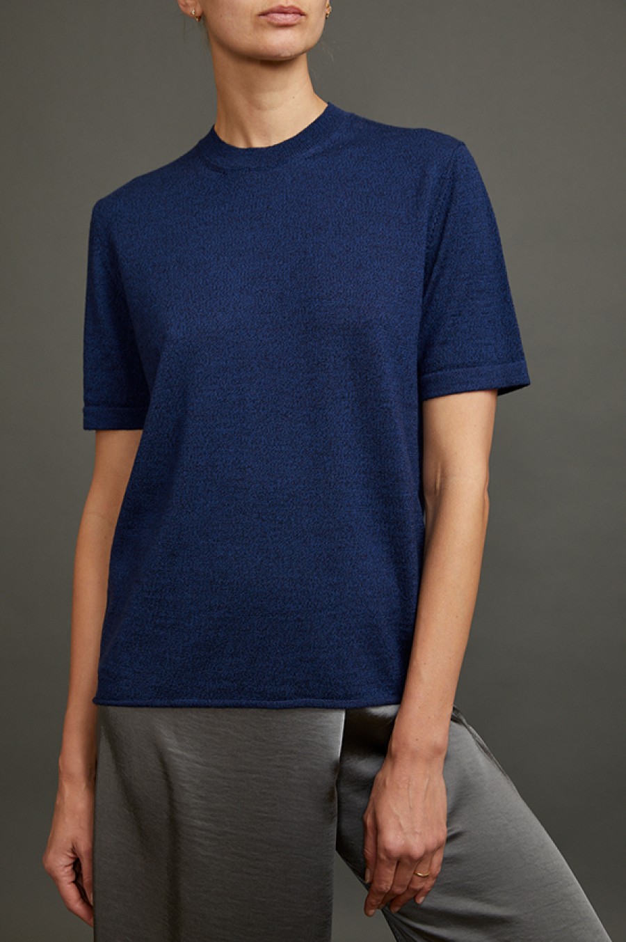 Christian Wijnants | Kaitly Knit T-Shirt In Melange Blue