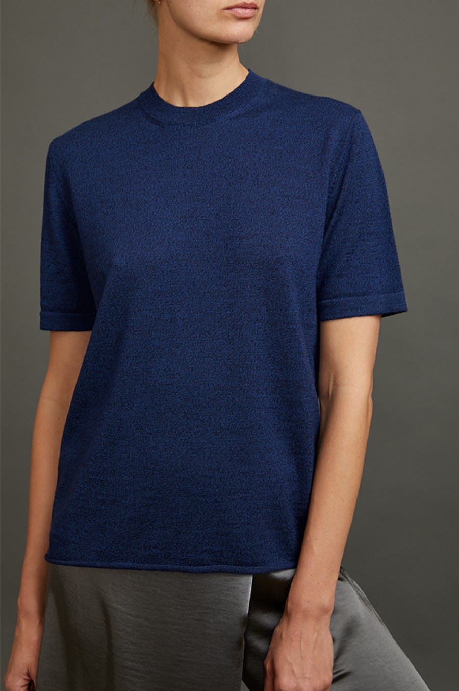 Christian Wijnants | Kaitly Knit T-Shirt In Melange Blue