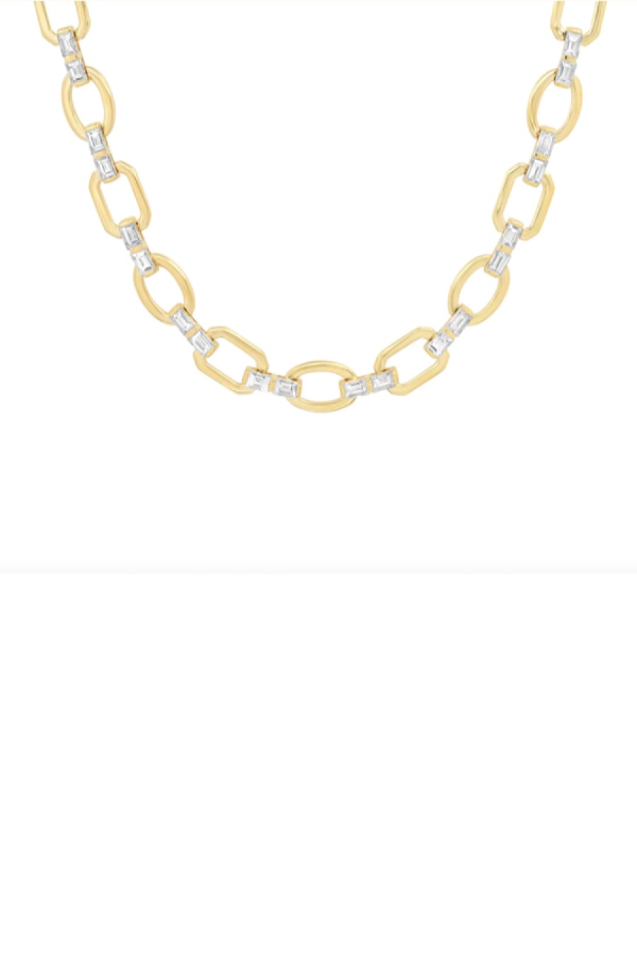 Eriness | Diamond Baguette Flat Link Necklace