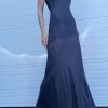 Organic by John Patrick | Floor-Length Bias Ankle Slip In Navy