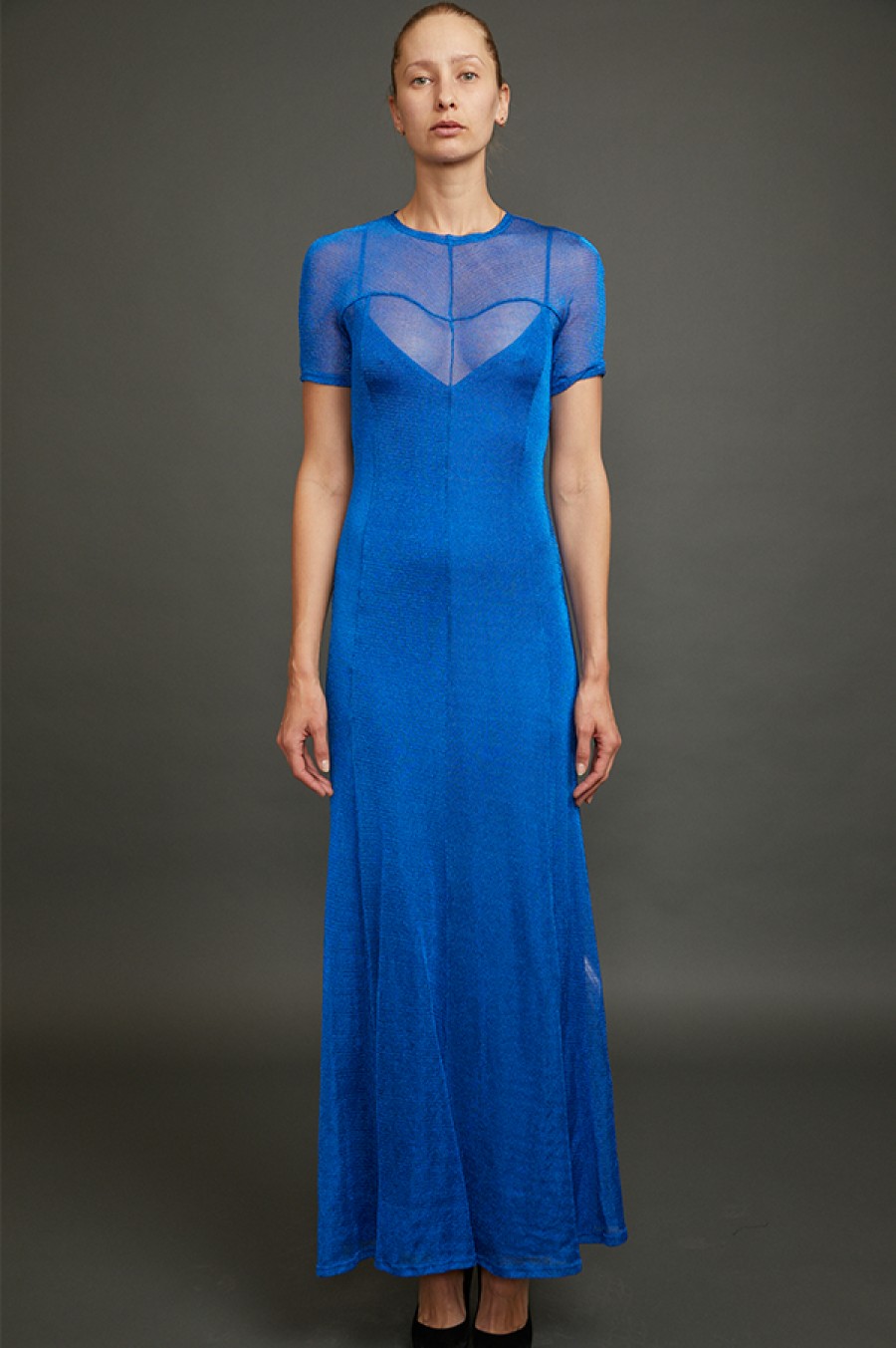 Valery Kovalska | Metallic Royal Blue Sunrise Sparkle Knit Dress