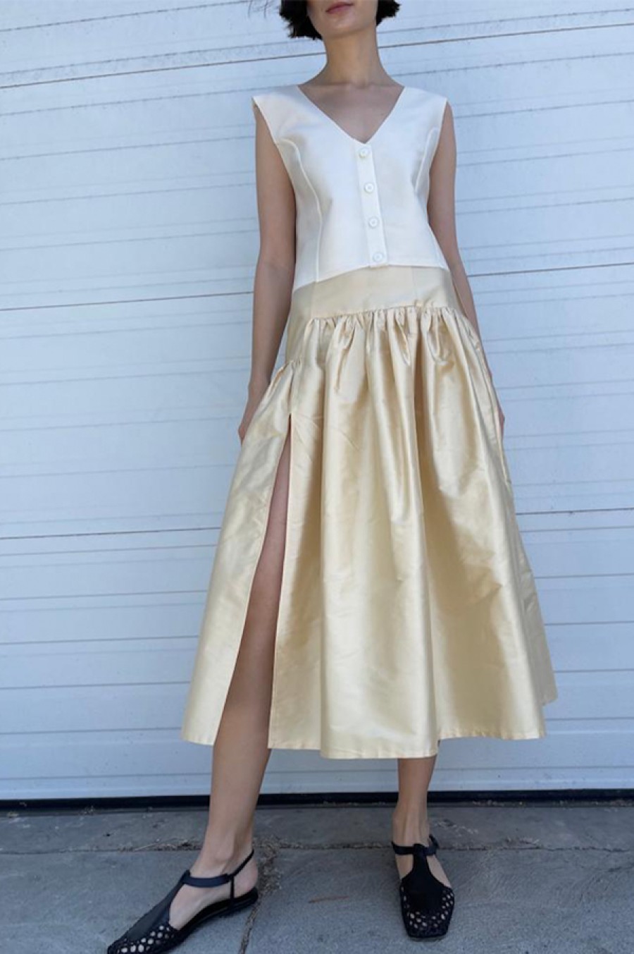 Chelsea Mak | Silk Garden Skirt In Cream