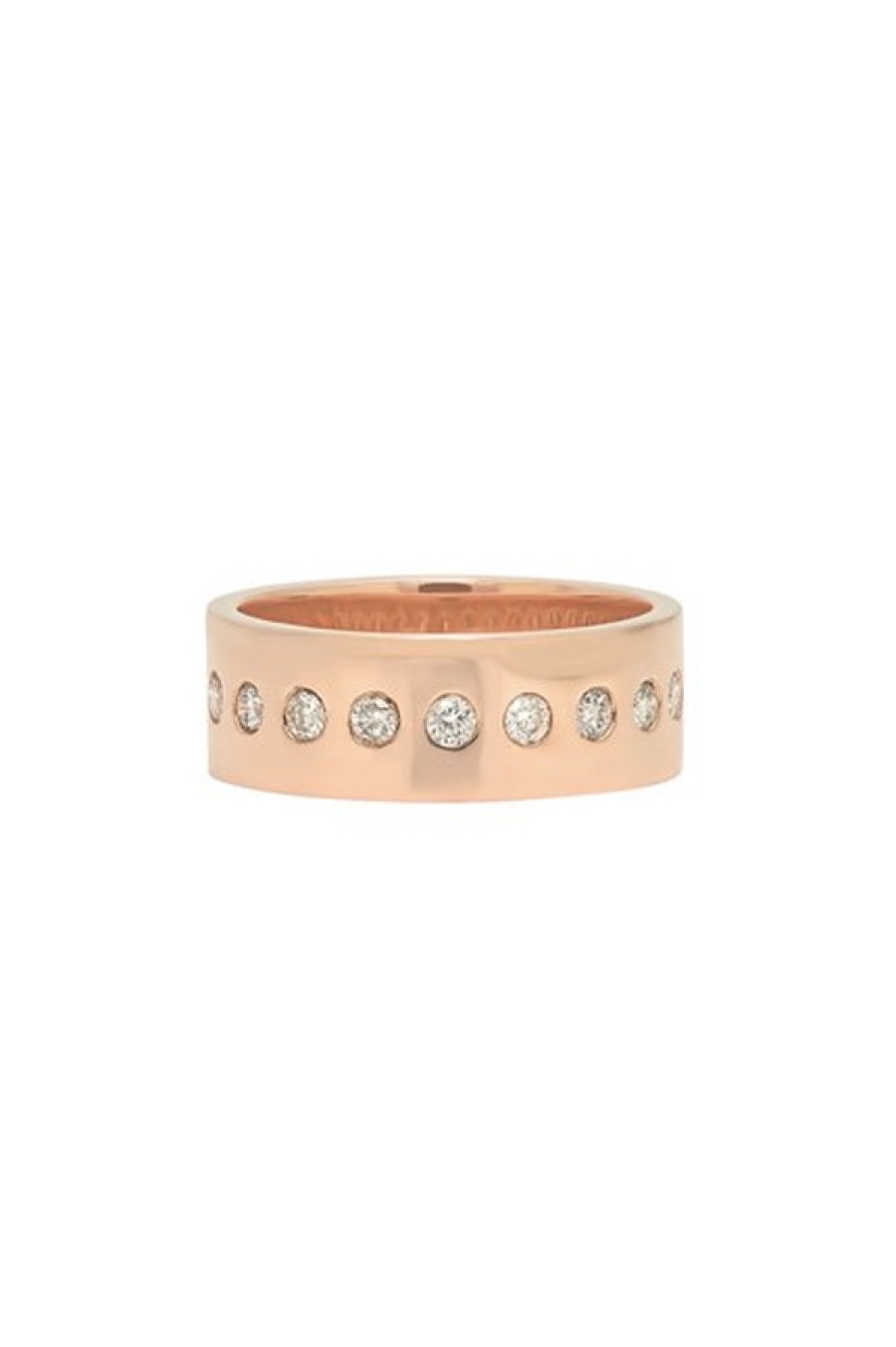 Nancy Newberg | 14K Polished Rose Gold Narrow Cigar Band With Dots Of White Diamonds