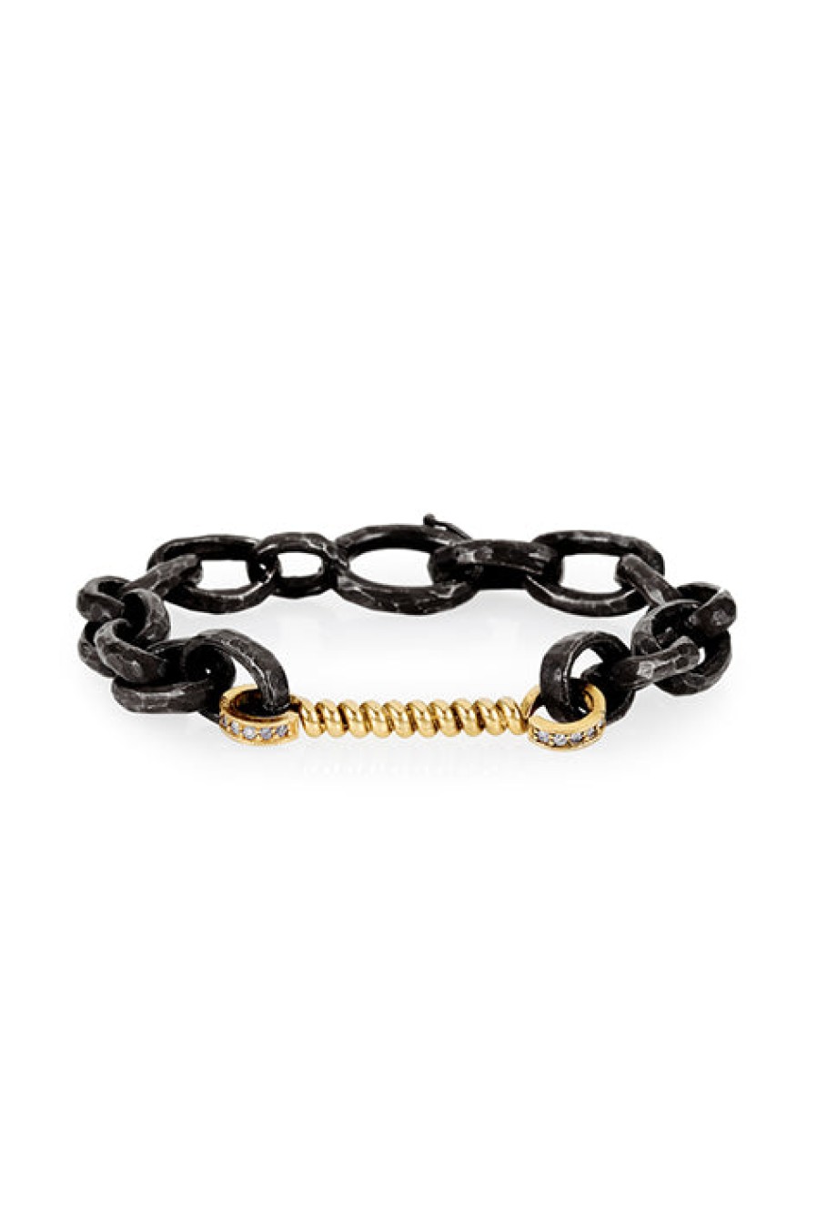 Nancy Newberg | 14K Polished Yellow Gold And Diamond Twist Bar Link Bracelet