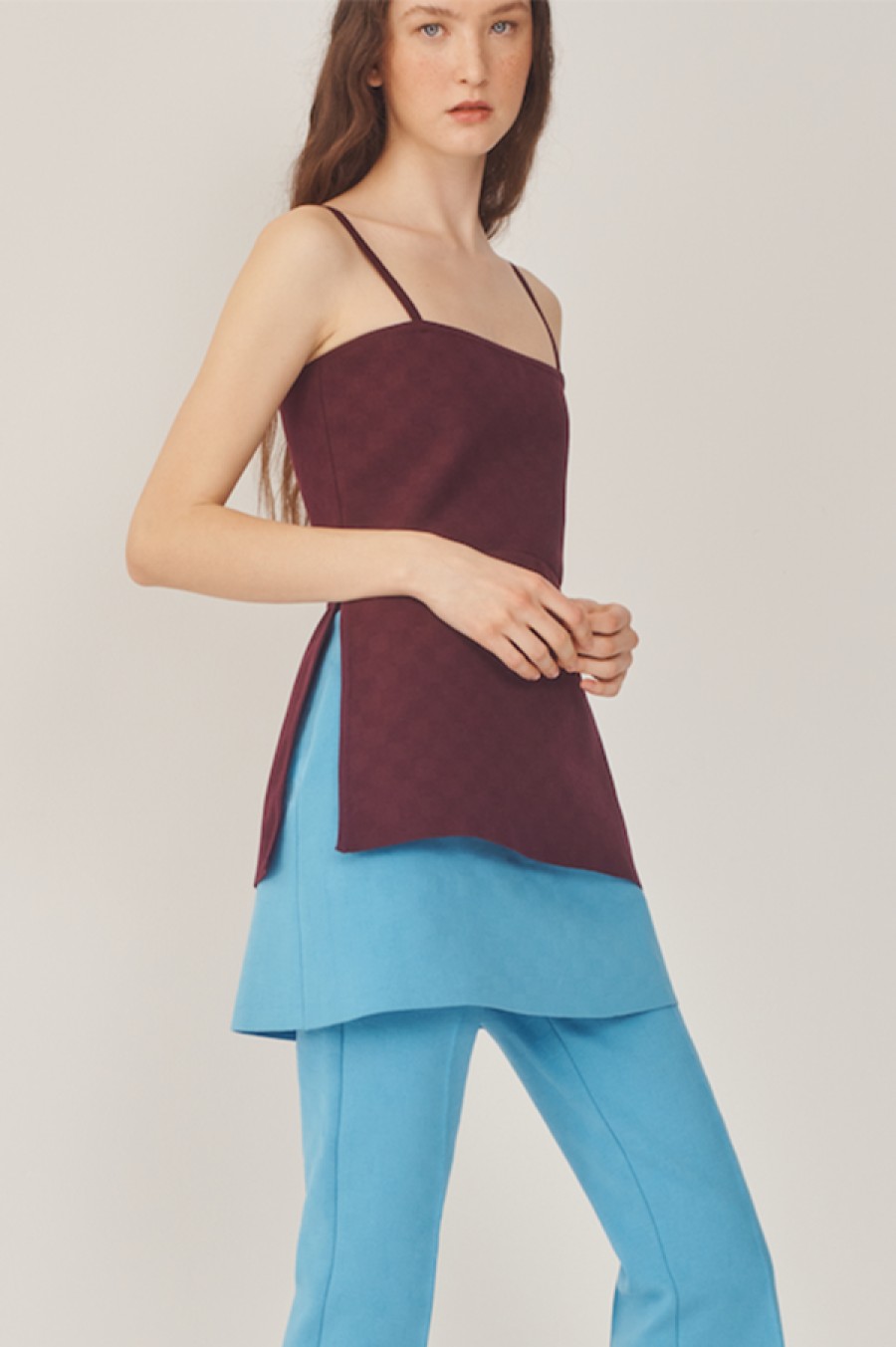 High Sport | Ash Check Jacquard Cotton-Blend Top In Plum