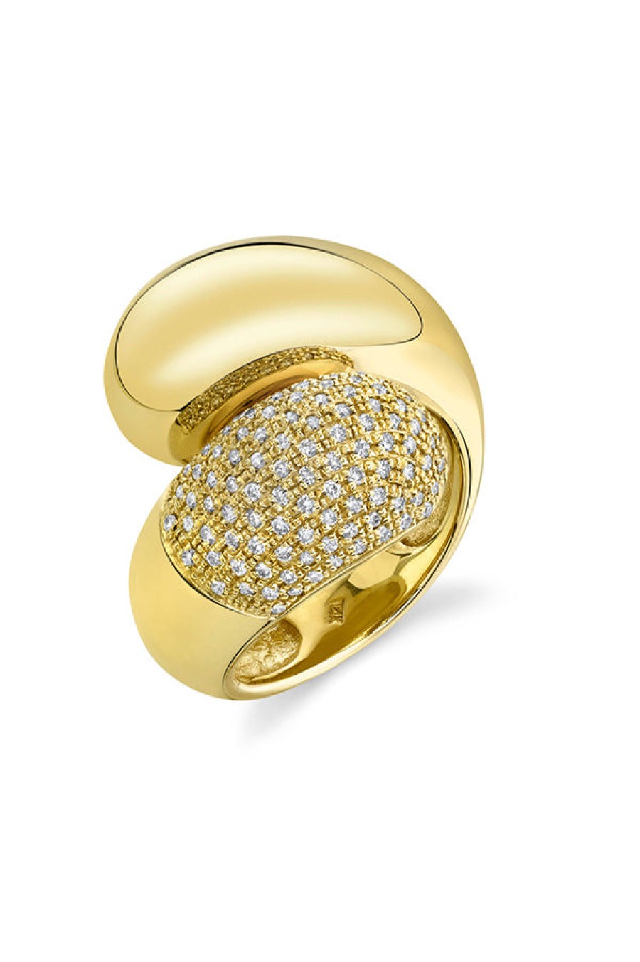 Gabriela Artigas | Double Apse Ring With One Side White Pave Diamonds