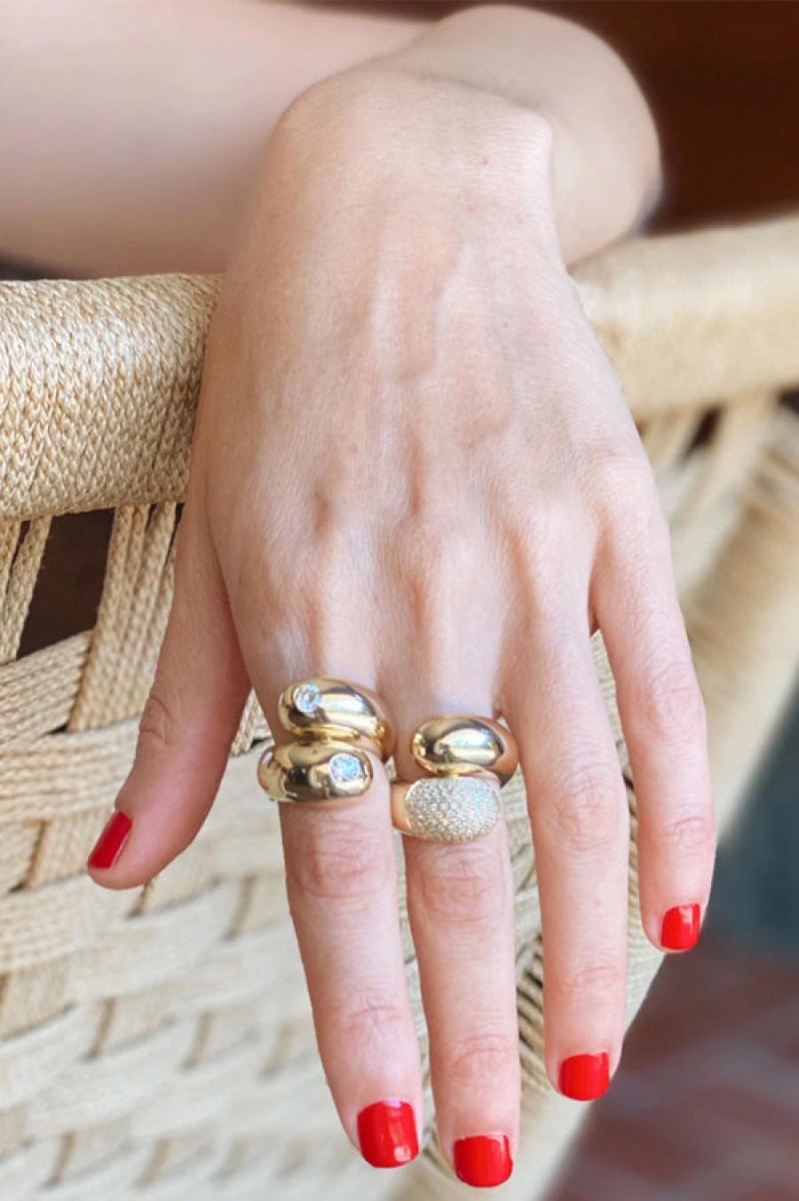 Gabriela Artigas | Double Apse Ring With One Side White Pave Diamonds