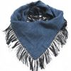 Destin | Linen Denim Scarf With Fringe